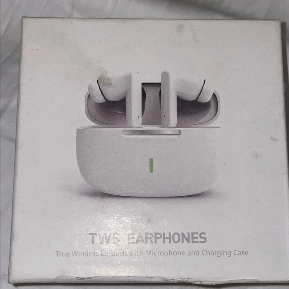 White Wireless Earbuds with Charging Case